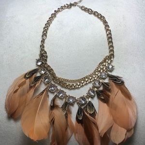 Big feather and diamond statement necklace